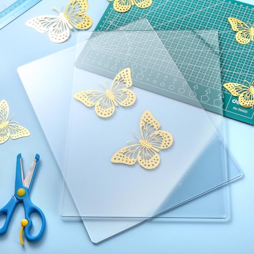 Blulu Transparency Acrylic Cutting Pads Die Cutting Plates for Embossing Crafting (2 Pieces,12.5 x 9 Inch)