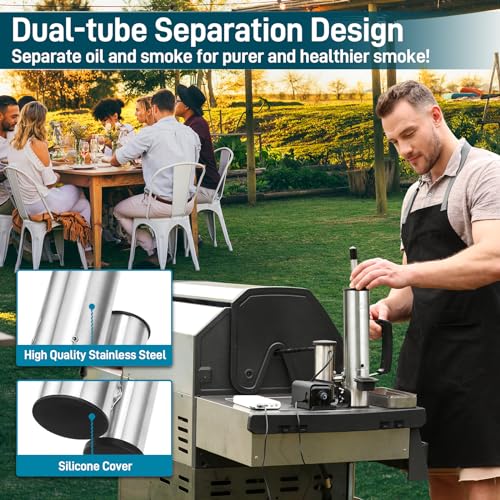 EUTRKei Smoke Tube for Pellet Smoker, Smoke Generator with Air Pump - Continuous Billowing Smoke, Hot or Cold Smoking, for Any Grill or Smoker, Automatic Grill Accessories to Provide Smoking