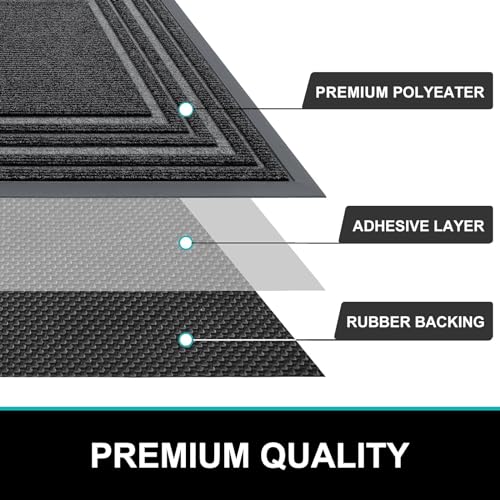 Buganda Floor Door Mat, Heavy Duty Doormat Outdoor Indoor, Natural Rubber Mat, Non Slip, Low Profile Outdoor Mat for Home Entrance, Garage, Patio Porch Farmhouse, 29x17, Beige