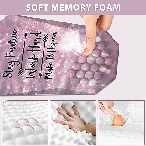 Mouse Pad Wrist Support,Ergonomic with Massage Design, Pain Relief Keyboard Wrist Palm, Memory Foam Mousepad with Non-Slip PU Base Mouse Pads for Desk Computer Home Office-Pink Positive