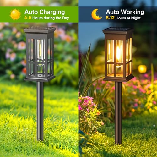 KOOPER Solar Pathway Lights Outdoor, 8 Pack Modern Solar Garden Lights Outdoor Waterproof, Bright Solar Outdoor Landscape Path Lights, Auto On/Off Outdoor Solar Lights for Yard Driveway Lawn Walkway