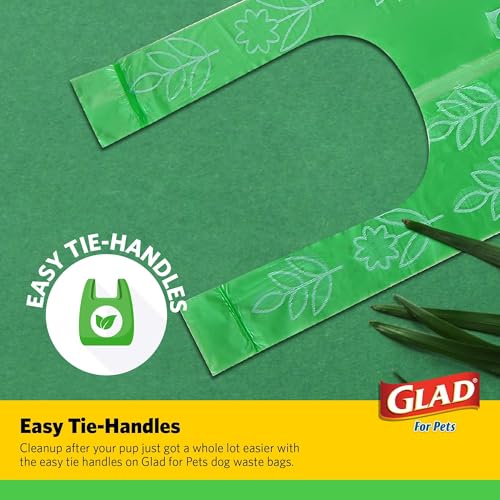 Glad for Pets Dog Waste Bags, Lavender Scent - Leak Proof and Strong Disposable Dog Poop Bags for Dogs, Easy Tie Handles for Clean Up, Scented Doggie Bag Rolls, 120 Count
