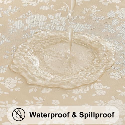 Smiry Square Table Cloth, Waterproof Heavy Duty Vinyl Tablecloths, Wipeable Washable Table Cover for Kitchen and Dining Room (Beige, 54" X 54")