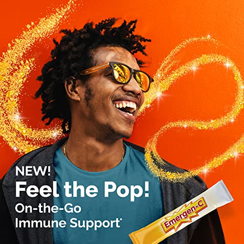 Emergen-C Crystals, On-The-Go Immune Support Supplement with Vitamin C, B Vitamins, Zinc and Manganese, Orange Vitality - 56 Stick Packs