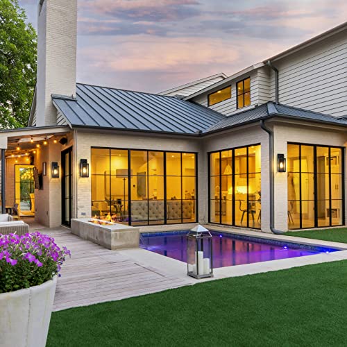 Outdoor Wall Light Fixtures, Exterior Waterproof Wall Lanterns, Bronze Porch Sconces Wall Mounted Lighting with E26 Sockets & Glass Shades, Modern Wall Lamps for Patio Front Door Entryway, 2-Pack