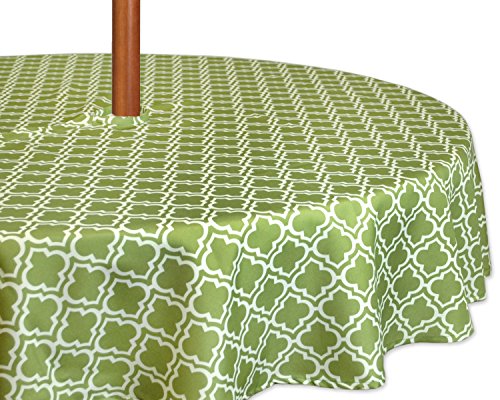 DII Green Lattice Outdoor Tabletop, Collection Stain Resistant & Waterproof, 60" Round w/Zipper, Green