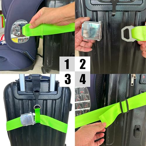 Zhangrui Car Seat Strap for Luggage - Car Seat Travel Straps - Car Seat Suitcase Luggage Strap for Airport - High Strength Belt (Green)