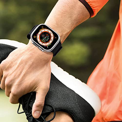 WINGLE Magnetic Band for Apple Watch Band Ultra 2/Ultra Band for Men 49mm 45mm 44mm 42mm Series 10 9 8 7 6 5 4 3 2 1 SE, Strong Magnetic Bands Silicone Sport Strap for iWatch Women, Black/Orange
