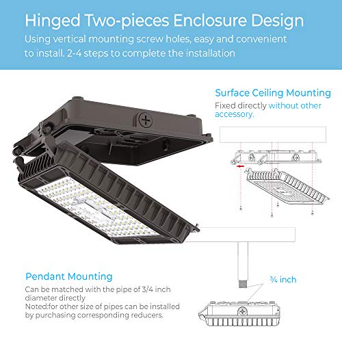 HYPERLITE LED Canopy Light 65W,8450Lumens Canopy LED Lights 4000K Warm White,LED Canopy Light Outdoor IP65 Waterproof UL Certified for Gas Station,Garage,Shop,Carport,Workshop,Walkway