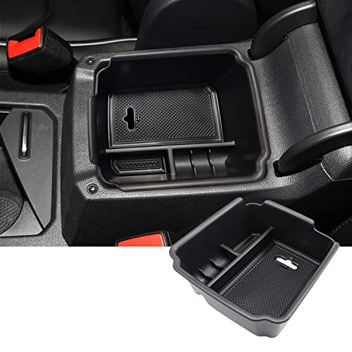 SKTU Center Console Organizer Compatible with 2018-2020 Tiguan Allspace LWB Accessories Insert ABS Black Materials Tray Armrest Secondary Storage Box