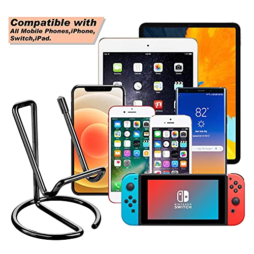 ROPOSY Cell Phone Stand for Desk, Cute Metal Black Cell Phone Stand Holder Desk Accessories, Compatible with All Mobile Phones, iPhone, Switch, iPad