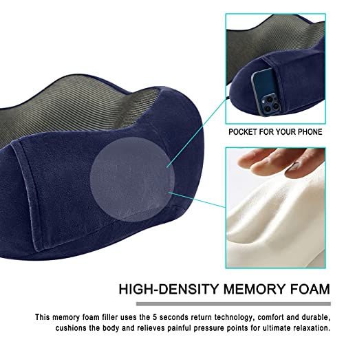 urnexttour Neck Pillow Airplane-2 Pack Memory Foam Travel Pillow, Soft & Support Travel Neck Pillow for Travelling, Sleeping Rest, Car, Train and Home Use (Black&Grey)