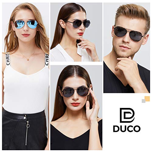 DUCO Aviator Sunglasses for Men Women Vintage Polarized Sun Glasses Mirrored Lens Metal Frame Designer Shades 3025K
