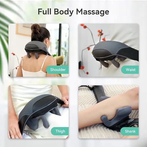 Snailax Cordless Neck Shoulder Massager with Soothing Heat, Upgarded 4D Deep Tissue Kneading, Shiatsu Neck Back Massager Pillow for Neck, Traps, Back, Gifts for Men Women Mom Dad