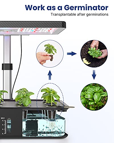 iDOO Hydroponics Growing System Kit 12Pods, Birthday Gifts for Mom Women, Herb Garden Indoor with LED Grow Light for Home, Built-in Fan, Auto-Timer, Adjustable Height Up to 11.3", 12Pods Kit-Black