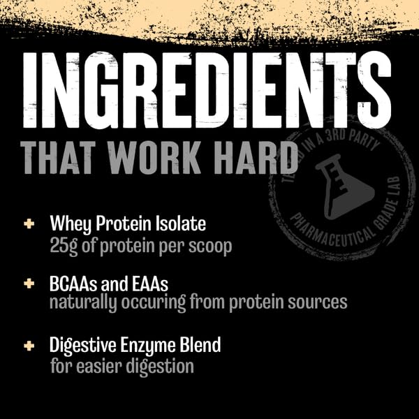 Animal Whey Isolate Protein Powder - Loaded for Pre & Post Workout Muscle Builder and Recovery with Digestive Enzymes for Men & Women - 25g Protein, Great Taste, Low Sugar - Strawberry 4 lbs