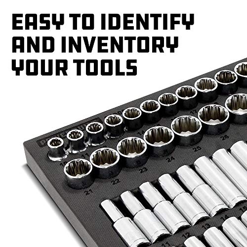 Powerbuilt Master Socket 69 Piece Set, 1/2 Drive, SAE and Metric, 6 and 12 Point, Deep Sockets, Extension Bars, Ratchet - 949006