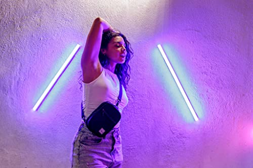 Vibe Festival Gear Small Crossbody Sling Bag for Women Men 5in1 Multi-Use from (rPET) Recycled Polyester Belt Bag Cross Body Backpack Fanny Pack Purse - Black