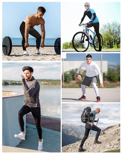 Runhit Men’s Compression Pants Running Tights Workout Leggings Athletic Base Layer Pants for Sports Yoga Basketball Red 3XL