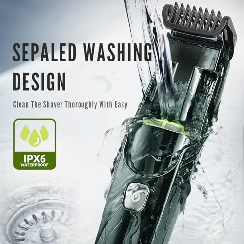 SHPAVVER Vacuum Beard Trimmer for Men, Mustache Trimmer with 20 Length and Styles Adjustable, Built-in Vacuum Trimmer for Mustache, Sideburns, Facial Hair, Rechargeable, IPX6 Waterproof, 2 Comb