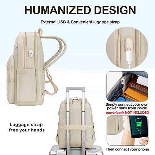 VANKEAN 15.6 Inch Laptop Backpack for Women Men Work Bag Fashion with USB Port, Waterproof Backpacks Nurse Stylish Travel Bags Casual Daypacks for College, Business, Black