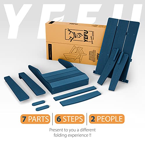YEFU Folding Modern Adirondack Chair Plastic, 1s Expand/Store Upgrade Unlocked Weather-Resistant, Poly Lumber Outdoor Chairs Stacked, Widely Used in Outside Patio, Lawn, Deck, Garden Chairs (Black)