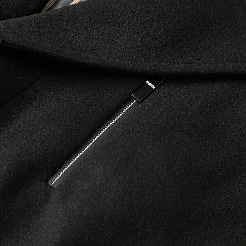 WULFUL Men’s Wool Blend Winter Coat Slim Fit Short Trenchcoat Warm Business Jacket with Detachable Soft Wool Scarf