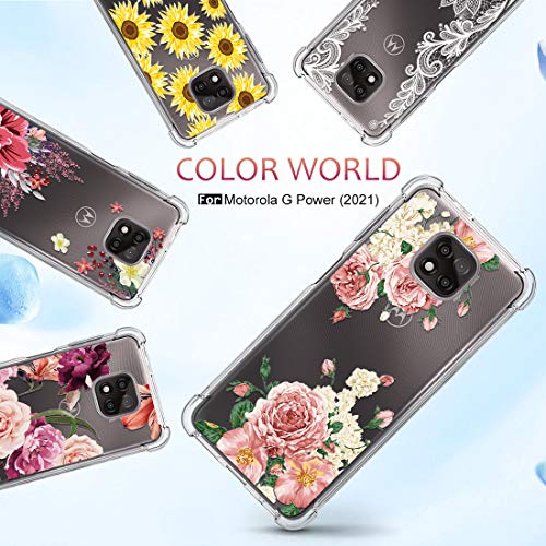 Osophter for Moto G Power 2021 Case Flower Floral for Girls Women Shock-Absorption Flexible TPU Rubber Phone Cover for Motorola G Power 2021(Colorful Painting)