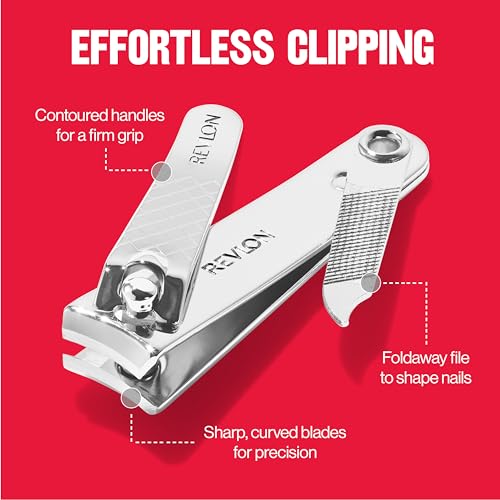 Revlon Nail Clipper With File, Manicure Care Tool With a Curved Blade for an Accurate Trimming and Grooming, Easy to Use (Pack of 1)