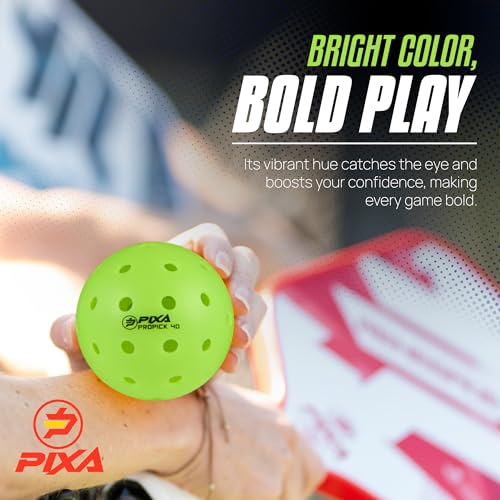 PIXA Propick 40 Unisphere Premium Outdoor Pickleball - USAPA Approved, Tournament Play, Durable Outdoor Pickleballs, Consistent Bounce,Smooth Flight,Competitive Play,Bright Yellow/Green,Pack of 3,6,12