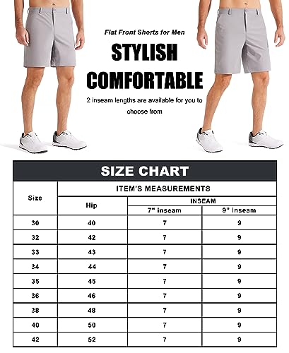 Libin Golf Shorts Men 7" Dress Shorts Casual Work Flat Front Stretch Lightweight, Light Gray 38