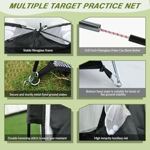 Golf Net: 10x7FT Golf Practice Net with Path Feedback Golf Mat, All in One Golf Hitting Net for Backyard Driving Golf Training Aid Nets, Indoor/Outdoor Multi-Targets Golf Chipping Net for Golf Lovers