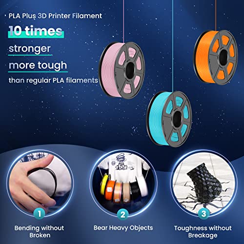 SUNLU 3D Printer Filament PLA Plus 1.75mm, Neatly Wound PLA+ Filament for Most FDM Printer, Dimensional Accuracy ± 0.02 mm, 1 kg Spool(2.2lbs), Black