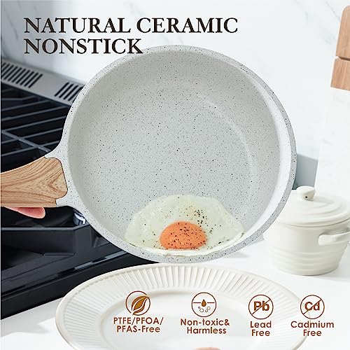 SENSARTE Nonstick Frying Pan Skillet, Swiss Granite Coating Omelette Pan, Healthy Stone Cookware Chef's Pan, PFOA Free (8/9.5/10/11/12.5 Inch) (8 Inch)