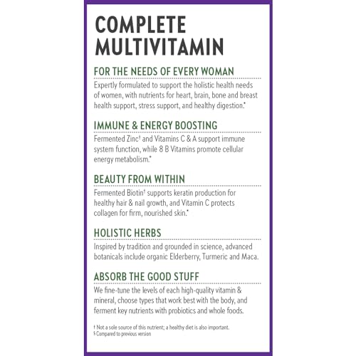 New Chapter Women's Multivitamin for Immune, Beauty + Energy Support with Fermented Nutrients - Every Woman's One Daily, Made with Organic Vegetables & Herbs, Non-GMO, Gluten Free, 48 Count