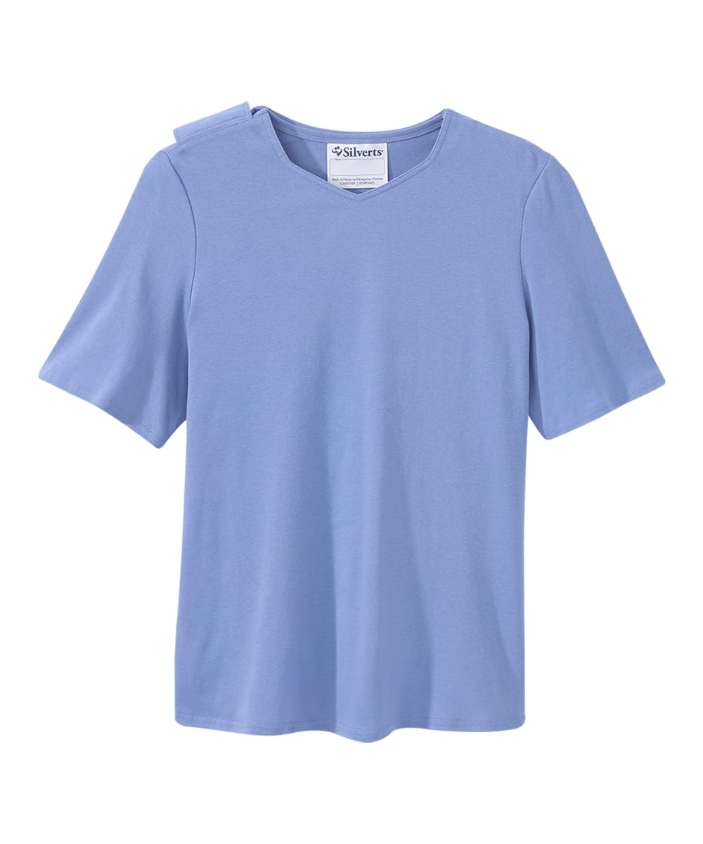 Women’s Open-Back Adaptive Solid Color Diamond T-Shirt - Sky XL