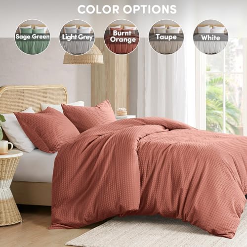 Comfort Spaces Light Grey Twin Comforter Set - 2 Pieces Breathable Woven Waffle Knit Comforter Sets, Modern Farmhouse Boho Comforter & Sham, All Season Microfiber Twin Bed Set, Twin/Twin XL