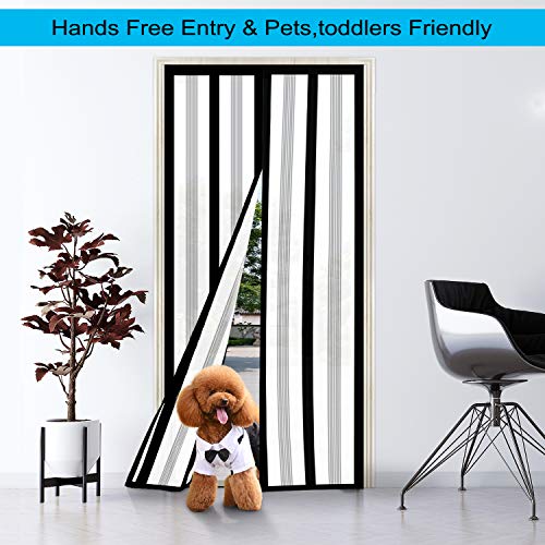 Magnetic Insulated Door Curtain, Thermal Door Cover Screen Door Self-Closing Privacy Magnetic Screen Door Hands Free for Patio, Kitchen, Bedroom, Air Conditioner Room, Fits Doors up to 34" x 80"