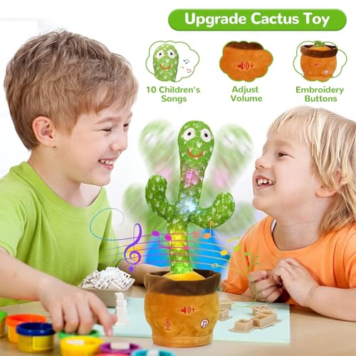 Emoin Dancing Cactus Talking Cactus Toy, Cactus Baby Toy Singing Children's Song+Box,Mimicking Cactus Recording &Repeating What You Say,Electronic Educational Toys for Children Playing
