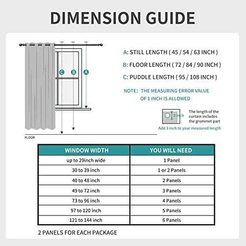 Joydeco Blackout Curtains 95 Inch Length 2 Panels Set, Thermal Insulated 95 Long Curtains& Drapes 2 Burg, Room Darkening Grommet Curtains for Living Room Bedroom Window (Greyish White, W52 x L95 Inch)