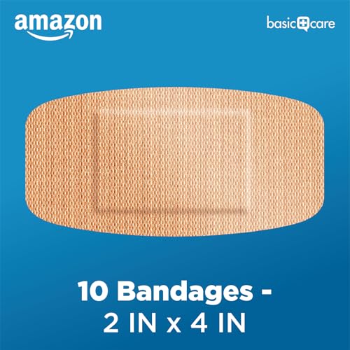 Amazon Basic Care Flexible Fabric Adhesive Bandages, XL (2 in x 4 in), Protection for All Skin Types, Flexible Stretch That Conform to Wounds, 10 Count