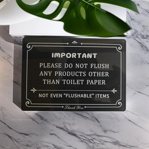 XUNWUXIAN Do Not Flush Sign (Acrylic 5x3.5 Black) Do Not Flush Feminine Products Sign for Farmhouse Bathroom Signs Rules Wall Decor Funny Toilet Paper Stickers Restroom Decor Sign