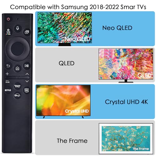 Replacement Voice Remote for Samsung Smart TV: KOOMOER Low Power Tech Control,Compatible with 2022 BN59-01385A(no Solar),for Most 2018 to 2022 Smasung Crystal UHD QLED The Frame QLED 4K 8K Smart TV