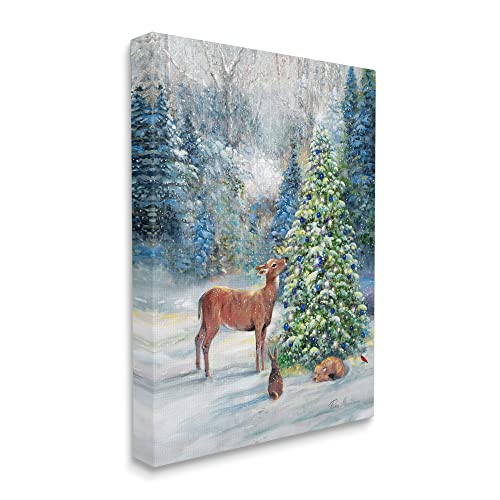 Stupell Industries Winter Woodland Animals Tree Canvas Wall Art, Design by Ruane Manning