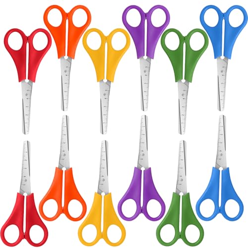 Kids Scissors Bulk Set of 12-Pack, Taotree 5" Kid Scissors for School Supplies, Kids Safety Scissors Art Craft Supplies, Small Scissors, Blunt Tip Scissor for Student Classroom Toddler Child Scissors