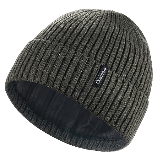 Ocatoma Beanie Hat for Men Women Warm Winter Knit Cuffed Beanie Soft Warm Ski Hats Unisex Rose Red