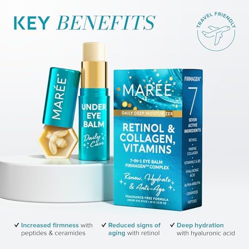 MAREE Multi Balm Stick with Retinol & Ceramide Complex - Facial Moisturizer & Under Eye Balm for Dark Circles - Under Eye Brightener 0.35 Oz