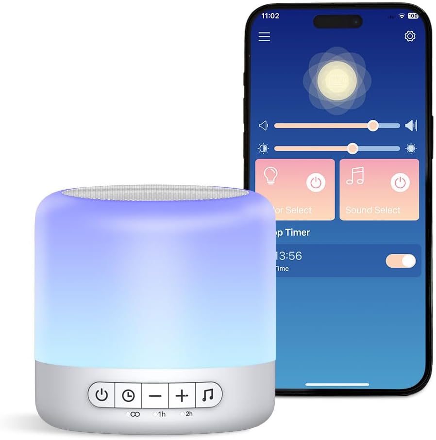 Easysleep Sound Machine Baby White Noise Machine for Sleeping,Toddler Sleep Trainer with 30 Soothing Sounds 12 Night Light,Timers, App Remote Control, Night Light Sleep Machine for Nursery Kid