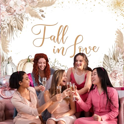 Avezano Pampas Grass Fall in Love Backdrop for Bridal Shower Pumpkin Wedding Shower Decorations Photography Background Blush Pink Flowers Autumn Fall in Love Party Photoshoot Backdrops (7x5ft)