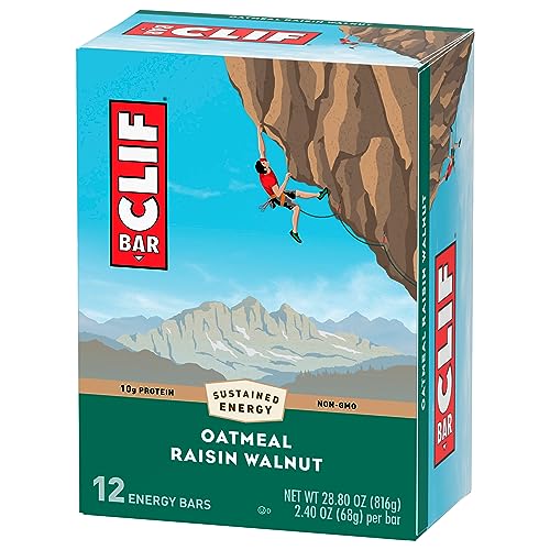 CLIF BAR - Oatmeal Raisin Walnut - Made with Organic Oats - Non-GMO - Plant Based - Energy Bars - 2.4 oz. (12 Pack)